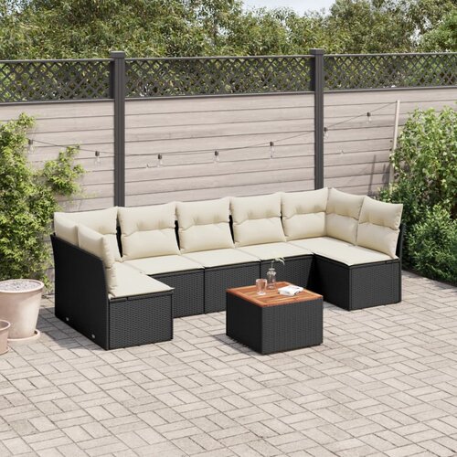  8-dijelni set vrtnih sofa od poliratana s jastucima crni Cijene