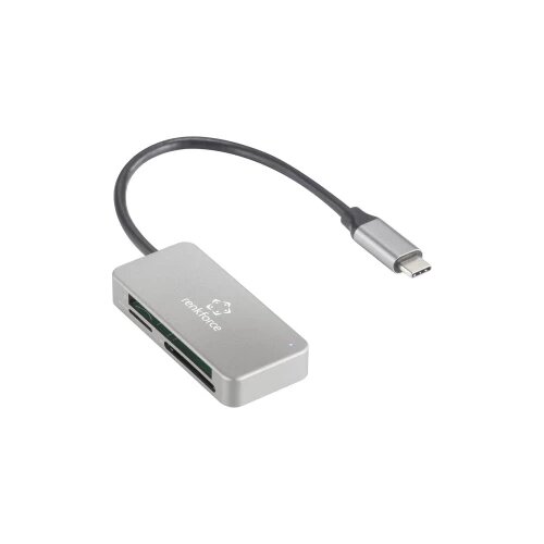 Renkforce RF-PCR-210 vanjski čitač memorijskih kartica USB-C&amp;reg; 5Gbps srebrna Slike