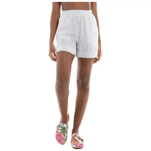 Only Kratke hlače & Bermuda Shorts Linette Linen - White/Night Sky Bela