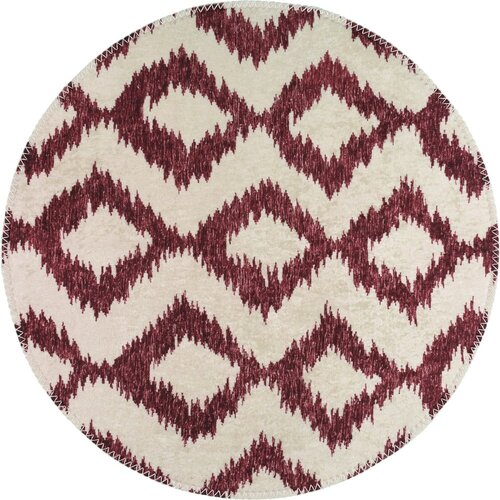 Vitaus Bordo-bijeli perivi okrugli tepih &amp;oslash; 120 cm - Slike