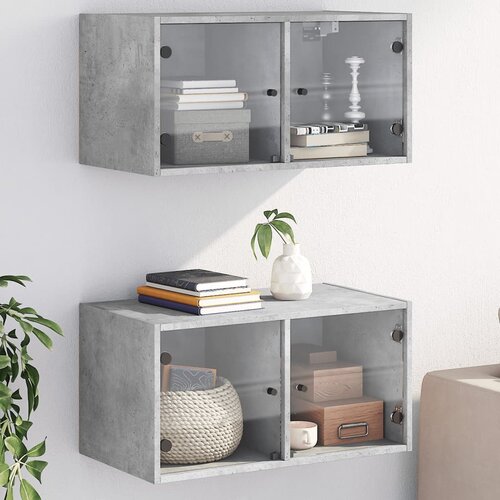  Zidni ormarići staklena vrata 2 kom boja betona 68,5x37x35 cm Cijene