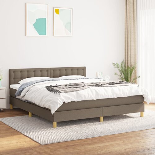 vidaXL Box spring postelja z vzmetnico taupe 180x200 cm blago Cene
