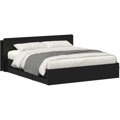  Okvir kreveta s pohranom Crna 180 x 200 cm Konstruirano drvo Slike
