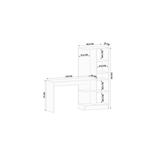 Hanah home Set radni sto sa policom za knjige Rb-087, Bijela Slike