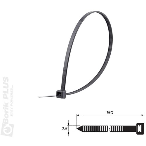VATPAN Vezice za kablove 100 kom, 150&amp;times;2,5 mm CRNE Slike