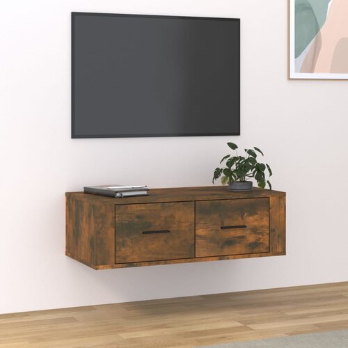 Viseći TV ormarić boja hrasta 80 x 36 x 25 cm konstruirano drvo Slike