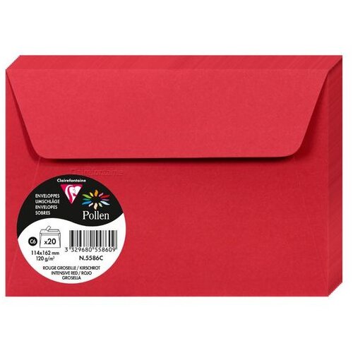 Clairefontaine kuverte Pollen 114x162mm 120gr intensive red 1/20 Slike
