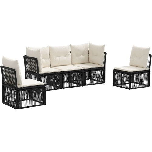 vidaXL Vrtna sedežna garnitura 5 pcs Črna poli ratan, (5000270306) Cene