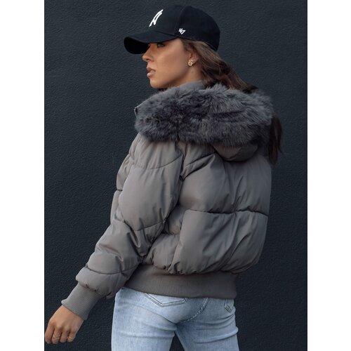 DStreet Women&amp;#039;s winter quilted jacket with fur COLDPACK dark gray Slike