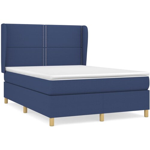 VidaXL Box spring postelja z vzmetnico modra 140x200 cm blago, (20893963) Slike