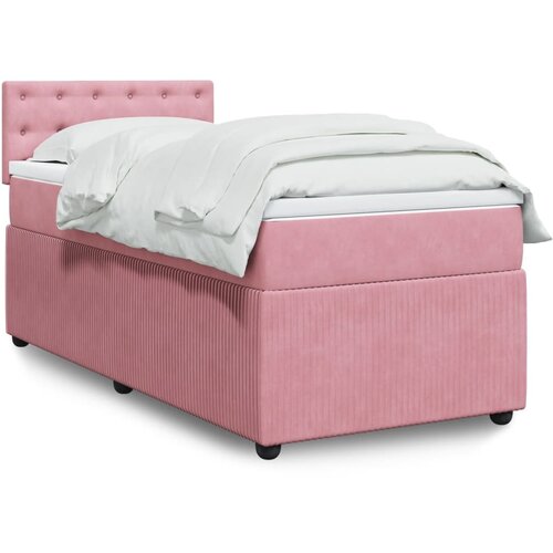 vidaXL Box spring postelja z vzmetnico roza 90x200 cm žamet Cene
