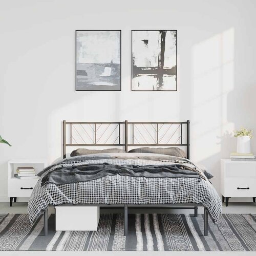  Metalni okvir za krevet s uzglavljem crni 135x190 cm Cijene