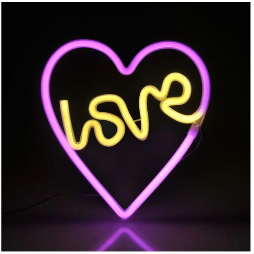  LED neonska zidna dekoracija LOVE LED/3W/3xAA USB ružičasta Cene