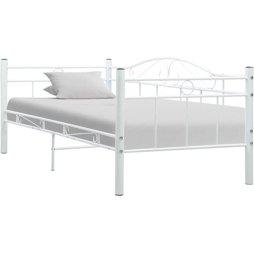VidaXL Posteljni okvir za dnevno posteljo bel kovinski 90x200 cm Slike