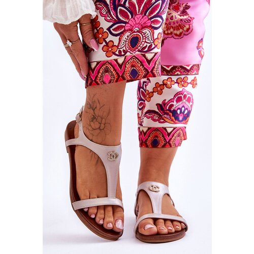 Kesi Flat sandals with decoration S.Barski KV-5541-45 Beige Slike