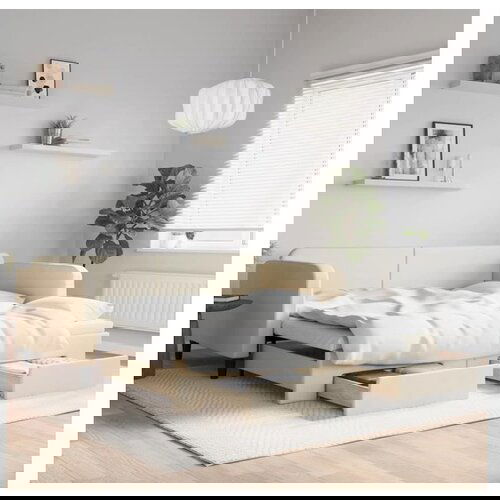 VidaXL Izvlečna dnevna postelja s predali krem 100x200 cm bl Slike