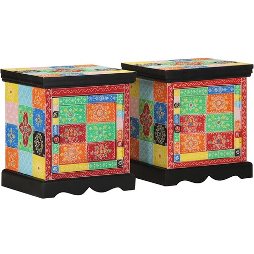  Noćni ormarić 2 kom vi&scaron;ebojni 40x35x45 cm Puno drvo Mango Cijene