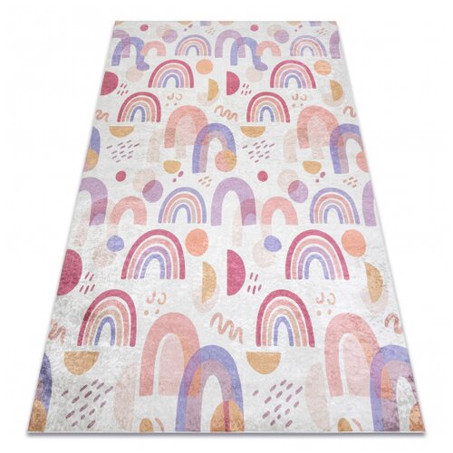 RugsX BAMBINO 61480 pralna preproga Mavrica, pike za otroke protizdrsna - krema / roza 200x290 cm, (5000359160) Cene