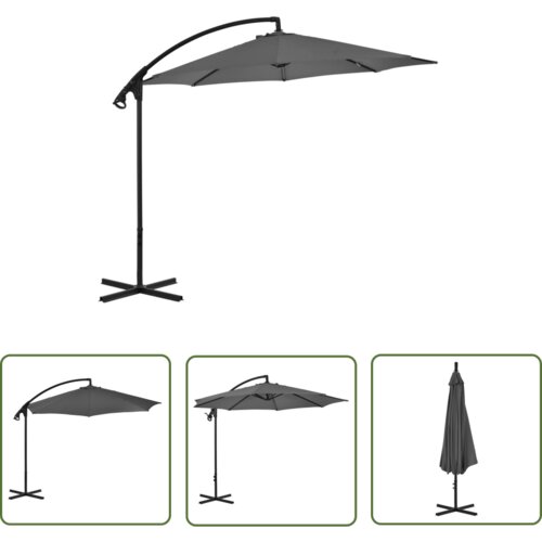  The Living Store Previsni senčnik z jeklenim drogom 300 cm antracit - Previsni Senčnik, (21742778) Slike