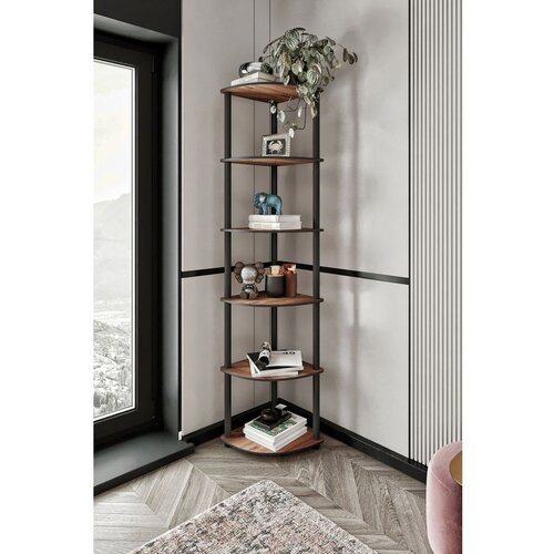Hanah home bookcase 6 Corner - Walnut Walnut Bookshelf Cene