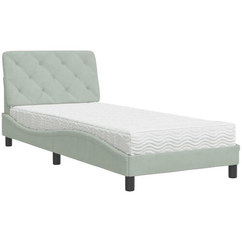 VidaXL Postelja z vzmetnico svetlo siv 90x190 cm žamet, (21095174) Slike