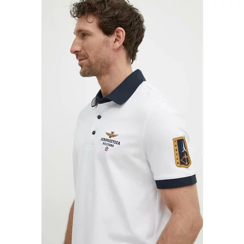 Aeronautica Militare Polo majica za muškarce, boja: bijela, s aplikacijom, PO1768P191