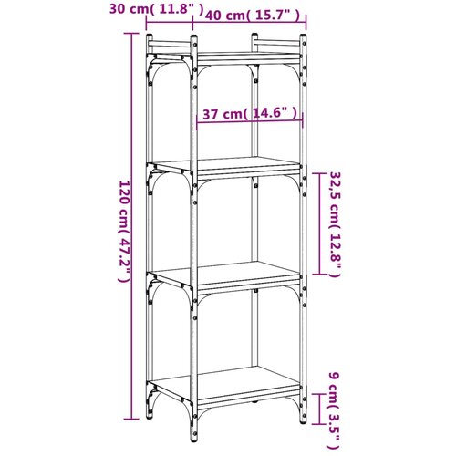  Regal za knjige 4 razine smeđa boja hrasta 40x30x120 cm drveni Slike