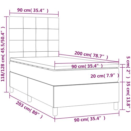  box spring s madracem LED ružičasti 90x200 cm bar&amp;scaron;unasti Slike