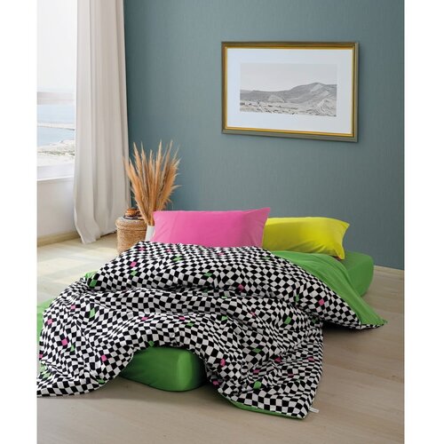 Mijolnir Crno-bijela posteljina za bračni krevet/za produženi krevet od renforce pamuka s uključenom plahtom/4-dijelna 200x220 cm Dazzle &amp;ndash; Slike