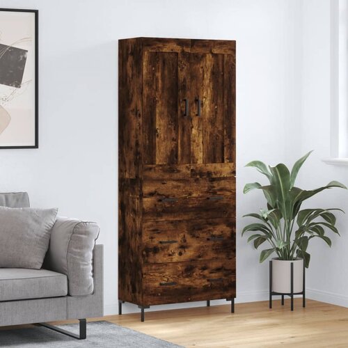 vidaXL Visoka komoda dimljeni hrast 69 5x34x180 cm konstruiranog drva Cijene