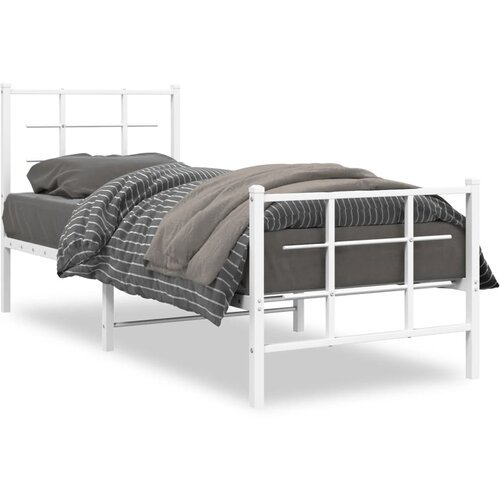  Metalni okvir kreveta uzglavlje i podnožje bijeli 75x190 cm Slike