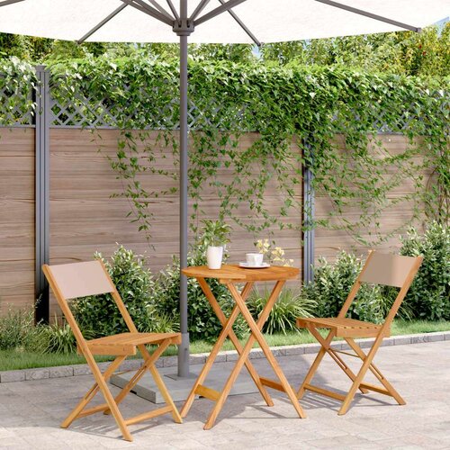 vidaXL 3-dijelni bistro set od tkanine i masivnog drva smeđesivi Cene