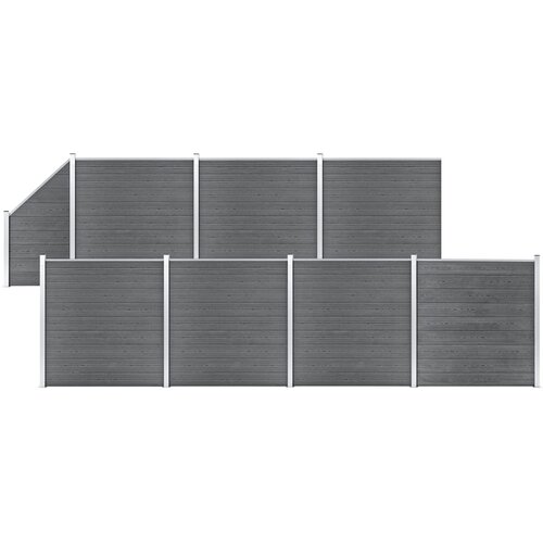  Set WPC ograda 7 kvadratnih + 1 kosa 1311 x 186 cm sivi Cene