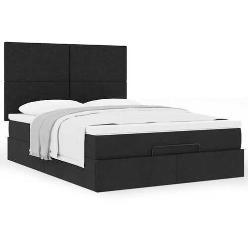 VidaXL Otomanski posteljni okvir z vzmetnico črn 140x200 cm blago Slike