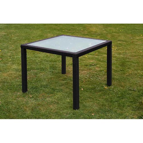  5-dijelni vrtni blagovaonski set od poliratana s jastucima crni Crna Dužina stola 90 cm Slike
