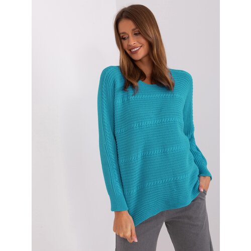 Fashion Hunters Blue women's classic long-sleeved sweater Slike