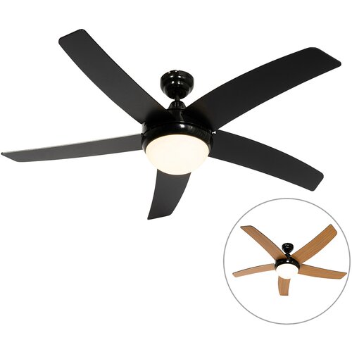 QAZQA Pametni stropni ventilator črn vključno z LED z daljinskim upravljalnikom - Cool Cene