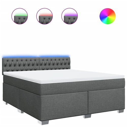 vidaXL Box spring postelja z vzmetnico temno siva 180x200 cm blago, (21304619) Cene