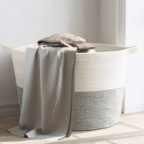 VidaXL Ko&amp;scaron;ara za rublje sivo-bijela &amp;Oslash; 60 x 36 cm pamučna Slike