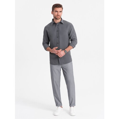 Ombre Men's chino pants with elastic waistband - gray Cijene