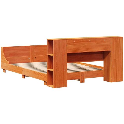 vidaXL Posteljni okvir brez vzmetnice voščeno rjav 140x190 cm borovina Cene