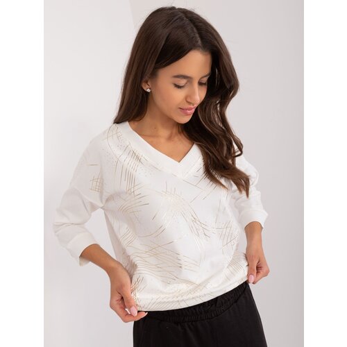 Fashion Hunters Ecru blouse in cotton with print Slike