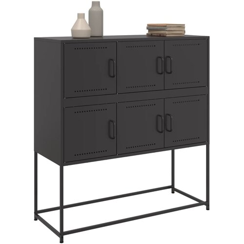  Komoda crna 100,5 x 39 x 107 cm od čelika Slike