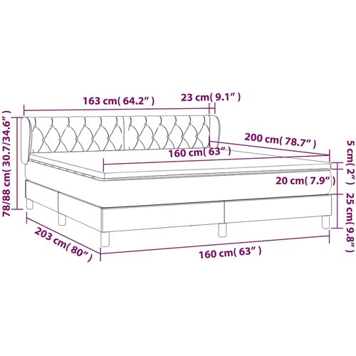  Krevet s oprugama i madracem plavi 160x200 cm od tkanine Slike