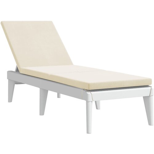 Maison Chic Ležalnik - Sončna ležalnik z blazino bel 186x60x29 cm PP, (22057600) Slike