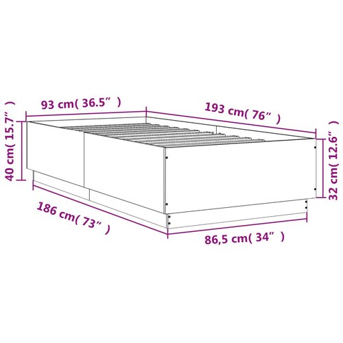  Okvir za krevet crni 90 x 190 cm od konstruiranog drva Slike