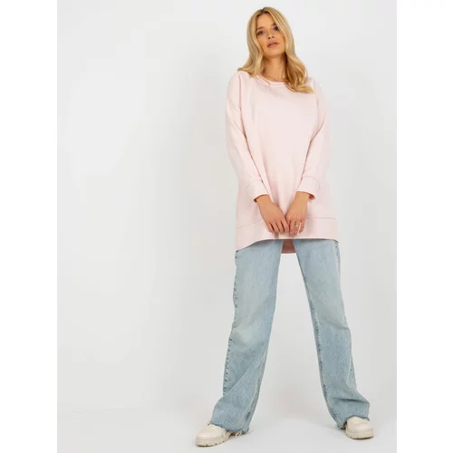 Fashion Hunters Light pink basic sweatshirt with round neckline