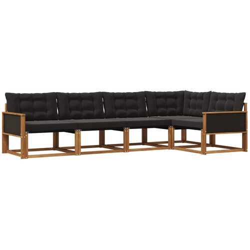 vidaXL Zunanja garnitura za sedenje z blazino 5 pcs Naravna in črna, (5000273446) Cene