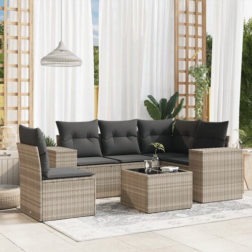 vidaXL 6-dijelni set vrtnih sofa od poliratana s jastucima svjetlosivi Cijene
