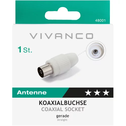 Vivanco Koaxialkupplung, 75 Ohm weiß VIVANCO 48001 ANTENNEN-KOAX-KUPPL. WS Durchmesser von 4,5 bis 7,5 mm